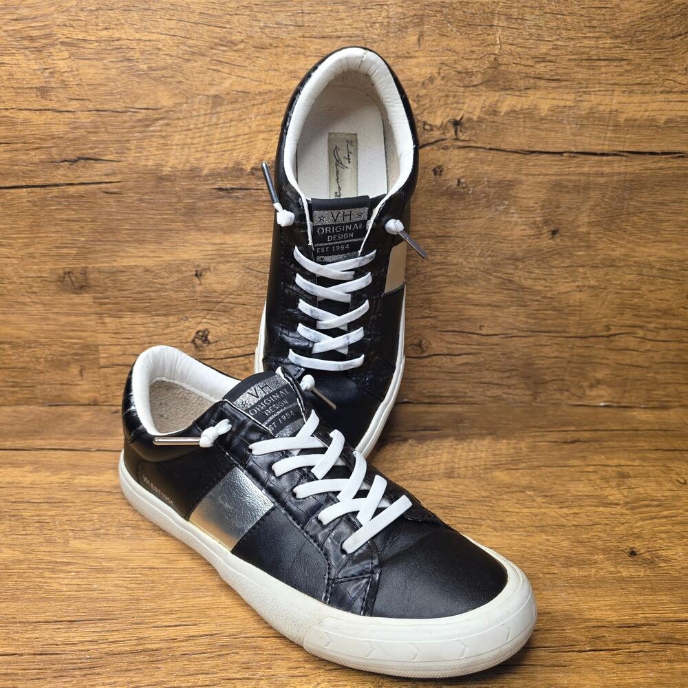 Vintage Havana Dina Black Croco faux leather slip on sneakers 8.5